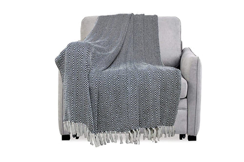 Cosymor Black White Zig Zag Chevron Cotton Throw Blanket with Tassel Fringes (50x70 Inch)