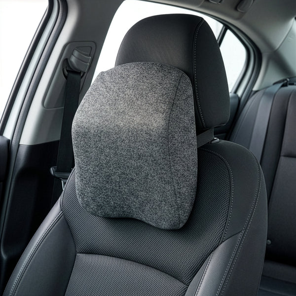 Cosymor car headrest cushion strapped onto car seat for neck support