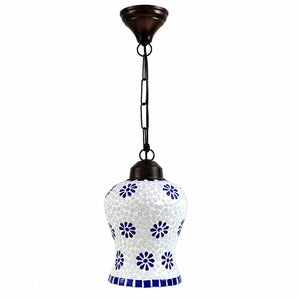 Ceramic Floral Painted Mosaic Ceiling Pendant Lantern Lamp