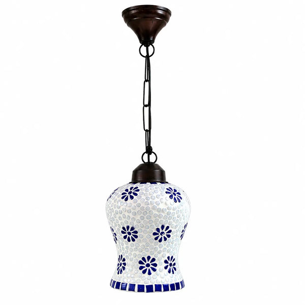 Ceramic Floral Painted Mosaic Ceiling Pendant Lantern Lamp