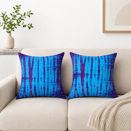 Purple Vivid Aqua Tie Dye Cushion Cover Set – 16x16 Inch Cosymor