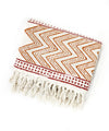 Cosymor Red Beige Floral Block Print Cotton Throw Blanket – Reversible Boho Sofa & Bed Throw (50x70 Inch)