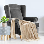 Yellow Beige Diamond Weave Cotton Throw Blanket