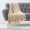 Yellow Beige Diamond Weave Cotton Throw Blanket detail