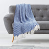 Turquoise Diamond Weave Cotton Throw Blanket detail
