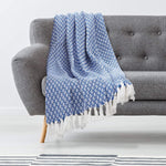Turquoise Diamond Weave Cotton Throw Blanket detail
