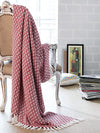 Red White Diamond Weave Cotton Throw Blanket