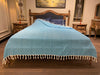 Turquoise White Zig Zag Chevron Cotton Throw Blanket detail