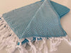 Turquoise White Zig Zag Chevron Cotton Throw Blanket