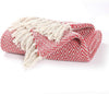 Red White Chevron Cotton Throw Blanket detail