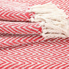 Red White Chevron Cotton Throw Blanket texture