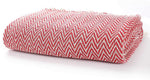 Red White Chevron Cotton Throw Blanket folded