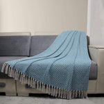 Turquoise White Cotton Throw Blanket