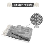 Cosymor Black White Woven Cotton Throw Blanket with Tassel Fringes (50x70 Inch)