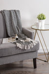 Cosymor Black White Woven Cotton Throw Blanket with Tassel Fringes (50x70 Inch)