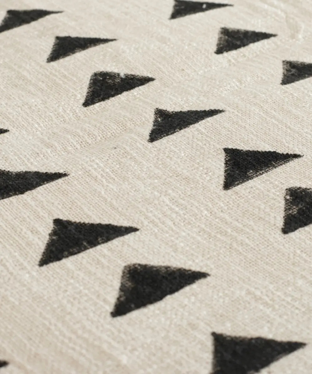 Cosymor Beige Black Triangles Print Boho Cotton Throw Blanket – Reversible Sofa & Bed Throw (50x70 Inch)
