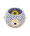 Cosymor Mosaic Ceramic Glass Tealight Candle Holder Set of 4 – Elegant Flower Design for Home Décor, Diwali Christmas Decoration, Dining Table & Living Room | Pack of 4