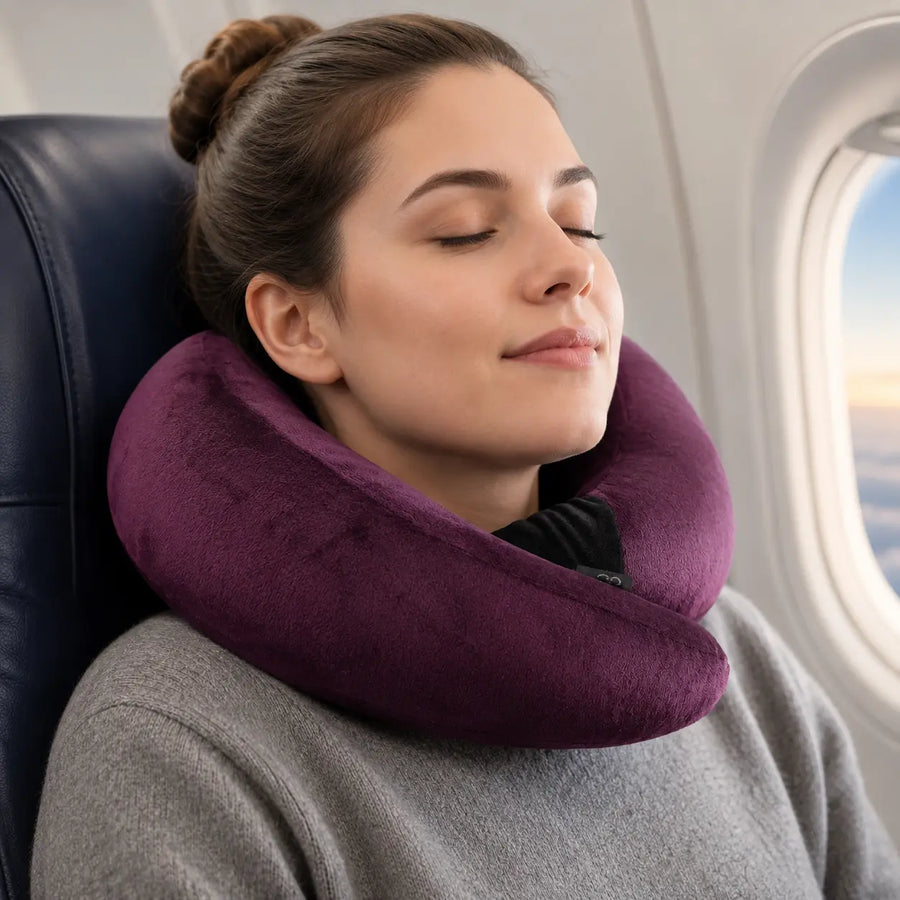 Soft Velvet Round Circle Wrap Memory Foam Travel Neck Pillow