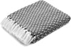 Cosymor Black White Diamond Pattern Cotton Throw Blanket with Tassel Fringes (50x70 Inch)