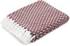 Cosymor Maroon White Diamond Weave Cotton Throw Blanket with Tassel Fringes (50x70 Inch)