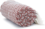 Cosymor Maroon White Diamond Weave Cotton Throw Blanket with Tassel Fringes (50x70 Inch)