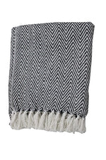 Cosymor Black White Zig Zag Chevron Cotton Throw Blanket with Tassel Fringes (50x70 Inch)