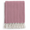 Cosymor Maroon White Chevron Pattern Cotton Throw Blanket with Tassel Fringes (50x70 Inch)