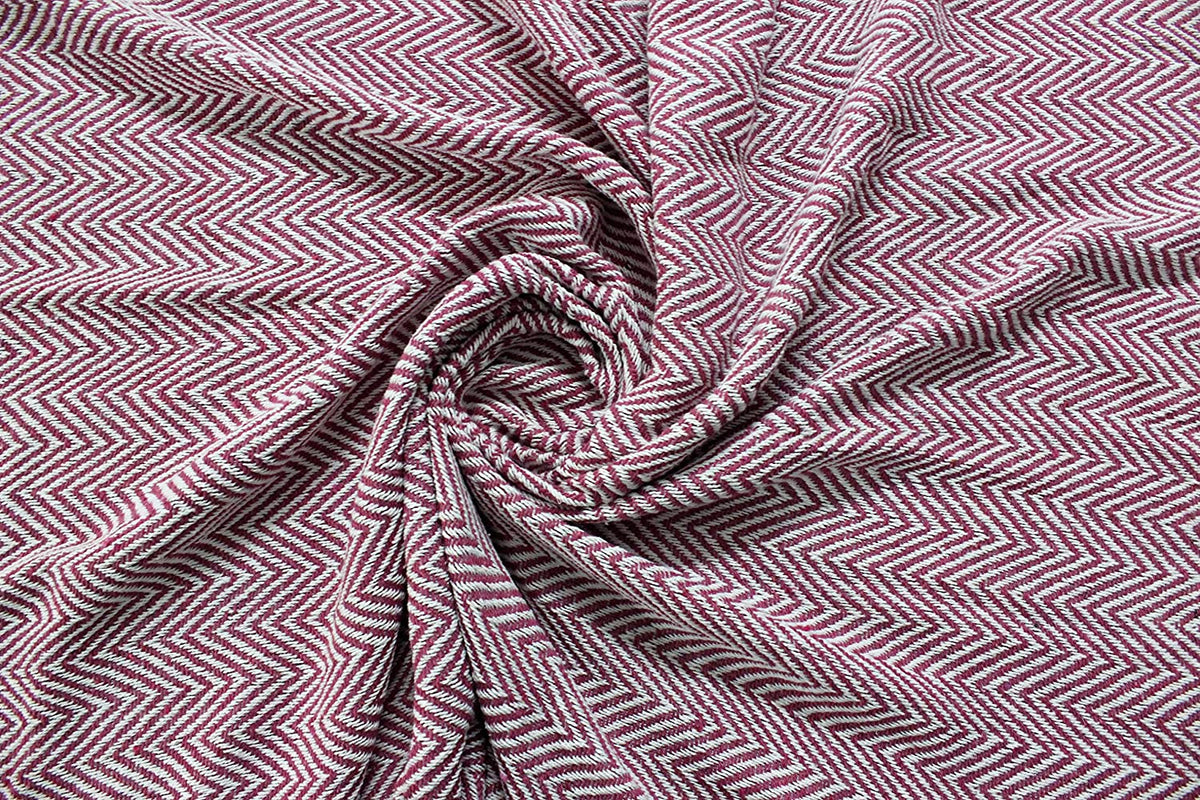 Cosymor Maroon White Chevron Pattern Cotton Throw Blanket with Tassel Fringes (50x70 Inch)