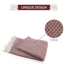 Cosymor Maroon White Woven Cotton Throw Blanket with Tassel Fringes (50x70 Inch)
