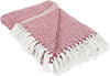 Cosymor Maroon White Knitted Cotton Throw Blanket with Tassel Fringes (50x70 Inch)