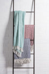 Cosymor Maroon White Knitted Cotton Throw Blanket with Tassel Fringes (50x70 Inch)