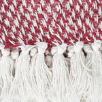 Cosymor Maroon White Knitted Cotton Throw Blanket with Tassel Fringes (50x70 Inch)