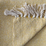 Cosymor Yellow Zig Zag Chevron Cotton Throw Blanket with Tassel Fringes (50x70 Inch)