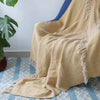 Cosymor Yellow Zig Zag Chevron Cotton Throw Blanket with Tassel Fringes (50x70 Inch)