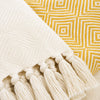 Yellow Mustard Diamond Cotton Throw Blanket Fringes 50x70 Inch Cosymor