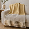 Yellow Mustard Diamond Cotton Throw Blanket Fringes 50x70 Inch Cosymor