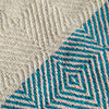 Cosymor Blue Beige Diamond Pattern Cotton Throw Blanket with Fringes (50x70 Inch)