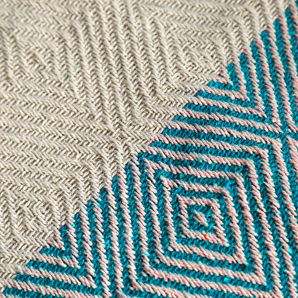 Cosymor Blue Beige Diamond Pattern Cotton Throw Blanket with Fringes (50x70 Inch)