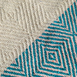Cosymor Blue Beige Diamond Pattern Cotton Throw Blanket with Fringes (50x70 Inch)