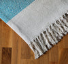 Cosymor Blue Beige Diamond Pattern Cotton Throw Blanket with Fringes (50x70 Inch)