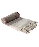 Cosymor Brown Beige Diamond Pattern Cotton Throw Blanket with Tassel Fringes (50x70 Inch)