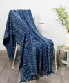 Cosymor Blue Hand Block Arrow Dotted Boho Cotton Throw Blanket – Reversible Sofa & Bed Throw (50x70 Inch)