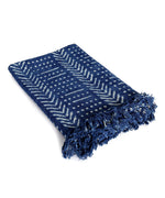 Cosymor Blue Hand Block Arrow Dotted Boho Cotton Throw Blanket – Reversible Sofa & Bed Throw (50x70 Inch)
