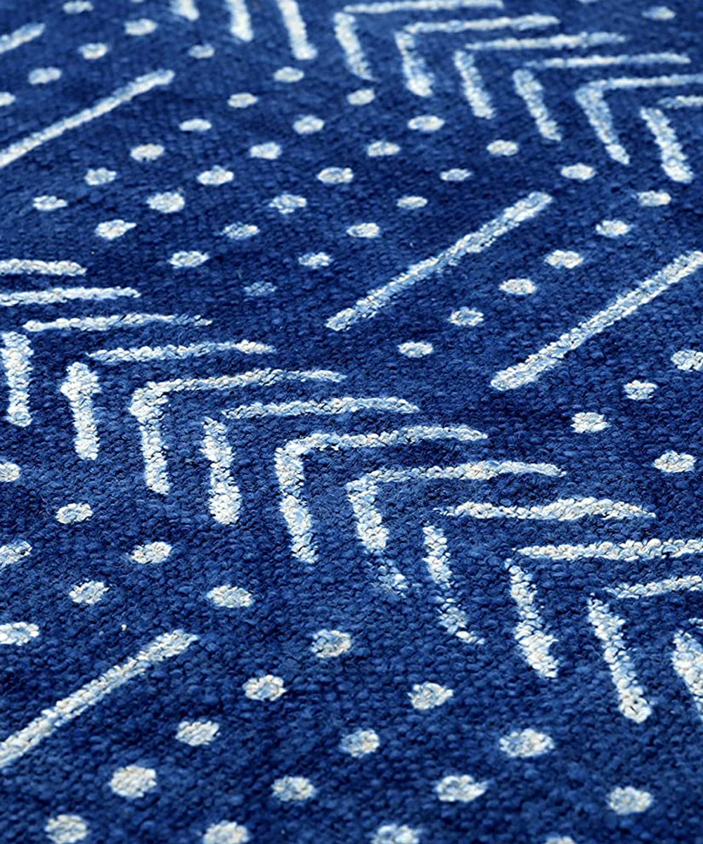 Cosymor Blue Hand Block Arrow Dotted Boho Cotton Throw Blanket – Reversible Sofa & Bed Throw (50x70 Inch)