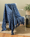 Cosymor Blue Arrows Dots Print Boho Cotton Throw Blanket – Reversible Sofa & Bed Throw (50x70 Inch)