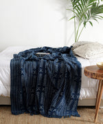 Cosymor Blue Arrows Dots Print Boho Cotton Throw Blanket – Reversible Sofa & Bed Throw (50x70 Inch)