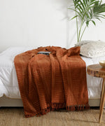 Cosymor Brown Arrow Dotted Print Boho Cotton Throw Blanket – Reversible Sofa & Bed Throw (50x70 Inch)