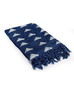 Cosymor Blue Triangles Print Bohemian Cotton Throw Blanket – Reversible Sofa & Bed Throw (50x70 Inch)