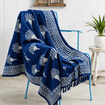 Cosymor Indigo Blue Palm Tree Boho Cotton Throw Blanket – Reversible Sofa & Bed Throw (50x70 Inch)