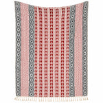 Cosymor Red Black Bohemian Floral Print Cotton Throw Blanket – Reversible Sofa & Bed Throw (50x70 Inch)